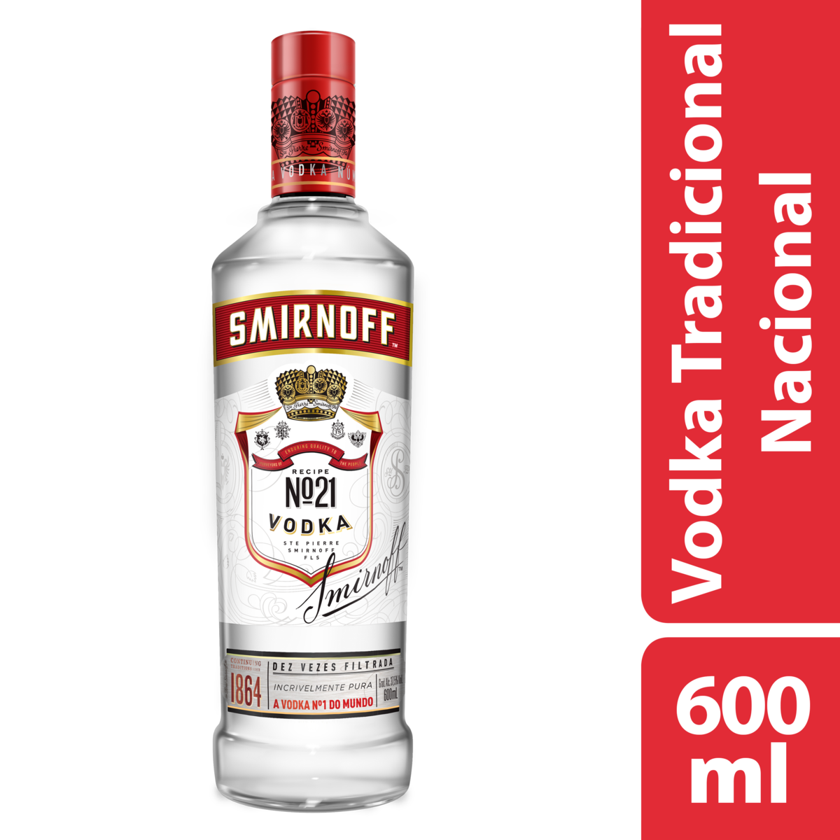 Vodka Destilada Smirnoff Garrafa 600ml